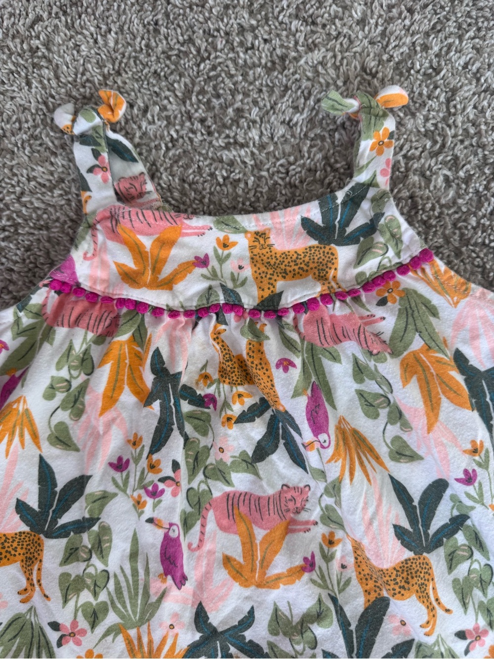 Carter’s Toddler Girl Outfit Bundle 24M Denim Top Jungle Dress Pink Shorts - Picture 8 of 13